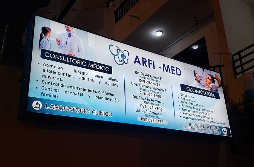 Letrero informativo tipo caja de luz - ARFI MED